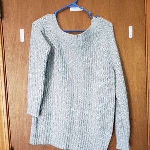 Light gray off the shoulder sweater